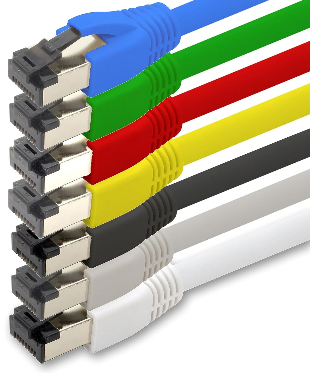 1aTTack.de 0,25m Cat 8 Netzwerkkabel CAT8 Kabel Farben Set - 7 Stück Cat.8 Lan 2000 Mhz 40 Gbit s 40