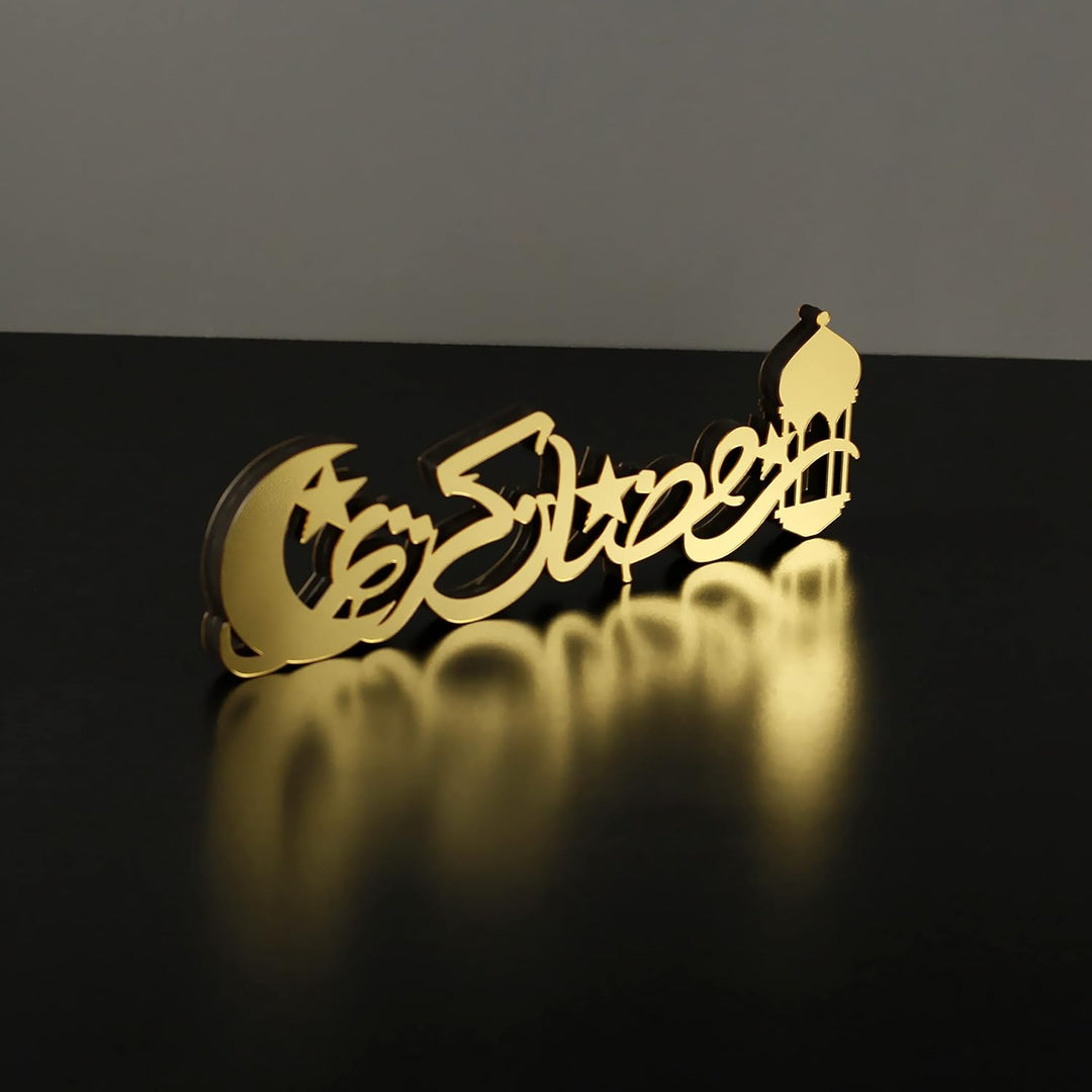 iwa concept Islamische Tischdekorationen aus Holz mit Acryl, Ramadan-Kareem-und Eid-Mubarak-Dekorati