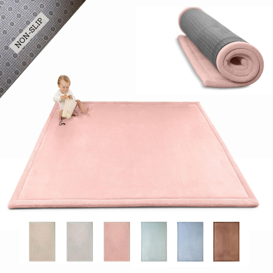 Wolkenweiche Spielmatte Baby 200x150x2,5cm, Rosa – Kinderzimmer Teppich mit hochwertigem Memory-Scha
