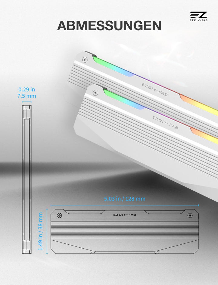 EZDIY-FAB RH01 ARGB RAM-Kühlkörper, RGB Memory Heat Spreader für DDR5 DDR4, Aluminium-RAM-Kühler mit