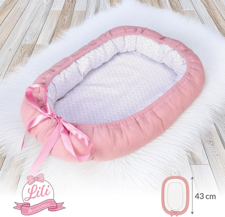 Kinderplay Puppentragetasche 43 cm – weiche Tragetasche für Puppe, wendbar rosa/weiss, Kuschelnest/R