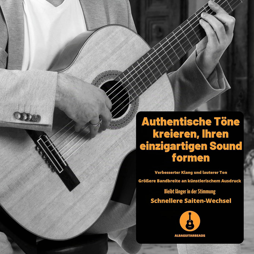 Gold Alba Guitar Beads aus Metall für Klassische, Flamenco- und Akustik Gitarren mit Nylonsaiten
