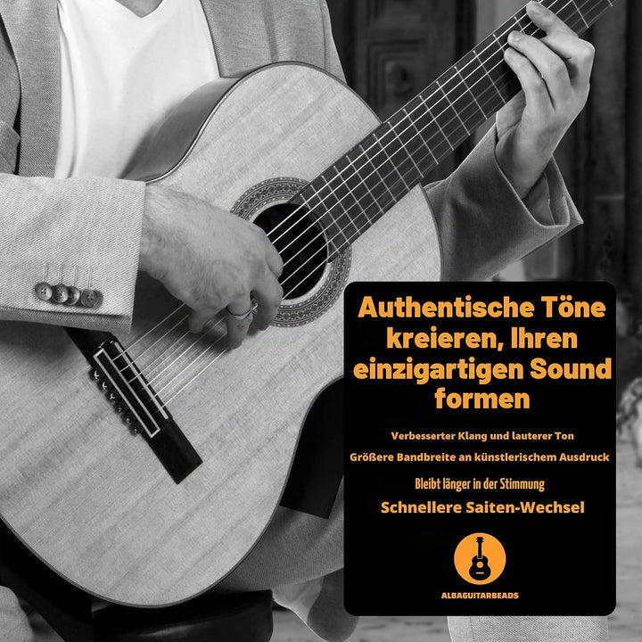 Gold Alba Guitar Beads aus Metall für Klassische, Flamenco- und Akustik Gitarren mit Nylonsaiten