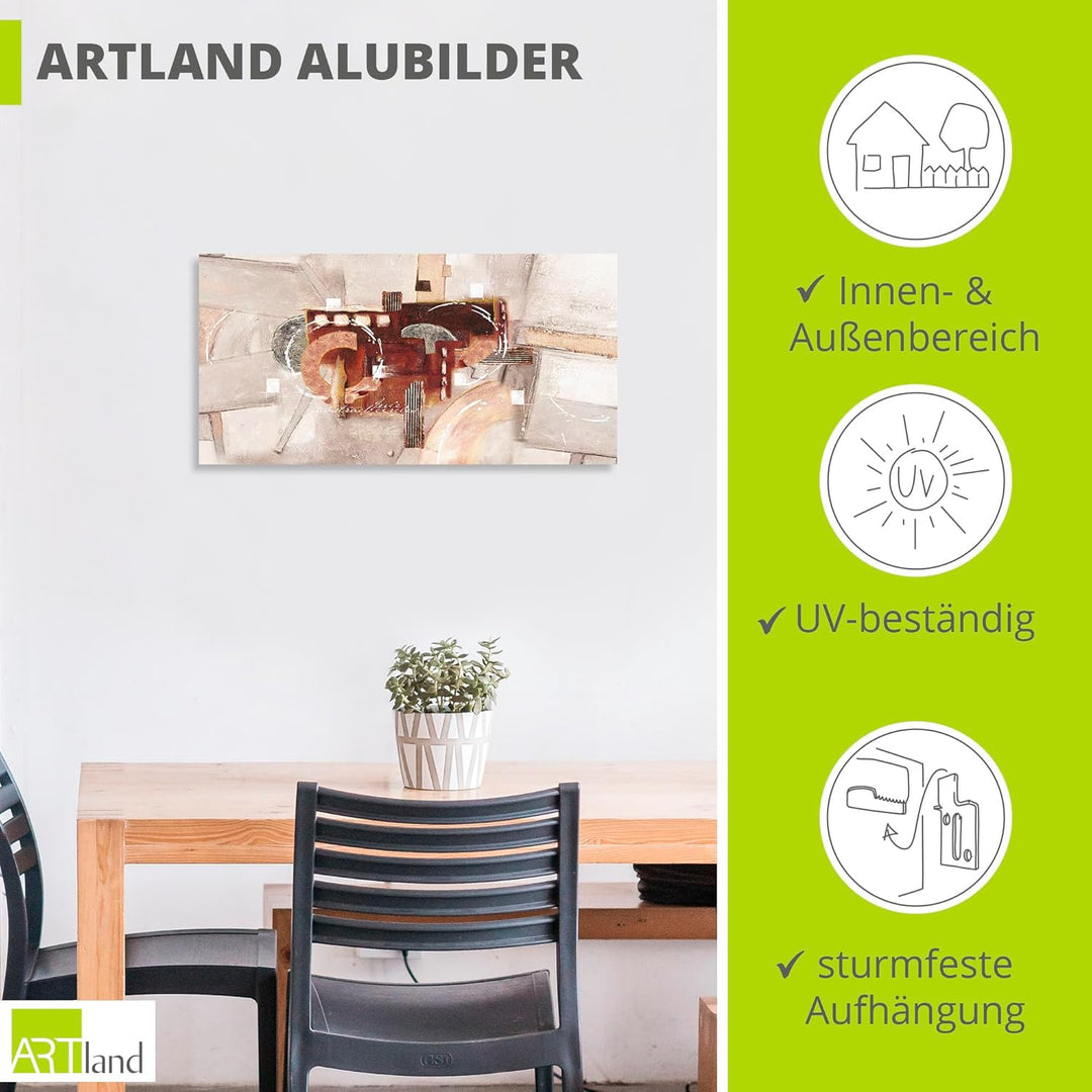 ARTland Wandbild Alu Verbundplatte für Innen & Outdoor Bild 60x30 cm Gemälde Abstrakte Kunst Modern