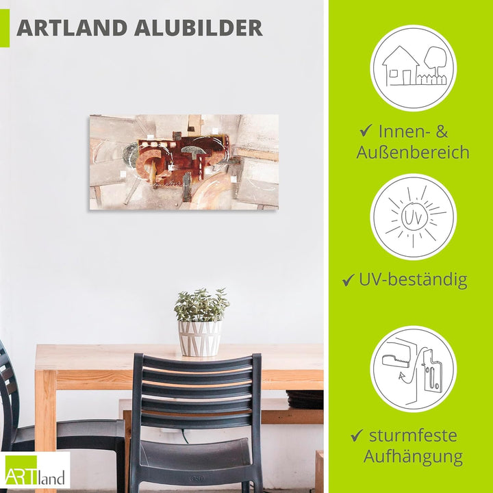 ARTland Wandbild Alu Verbundplatte für Innen & Outdoor Bild 60x30 cm Gemälde Abstrakte Kunst Modern