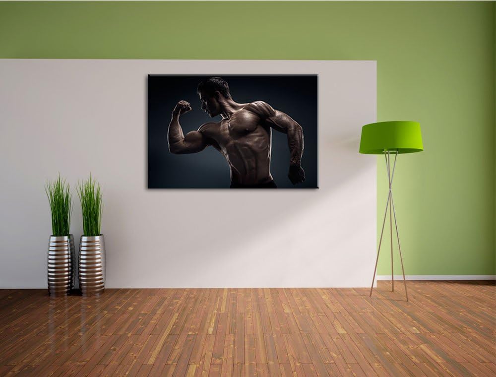 Starker Bodybuilder Format: 100x70 auf Leinwand, XXL riesige Bilder fertig gerahmt mit Keilrahmen, K