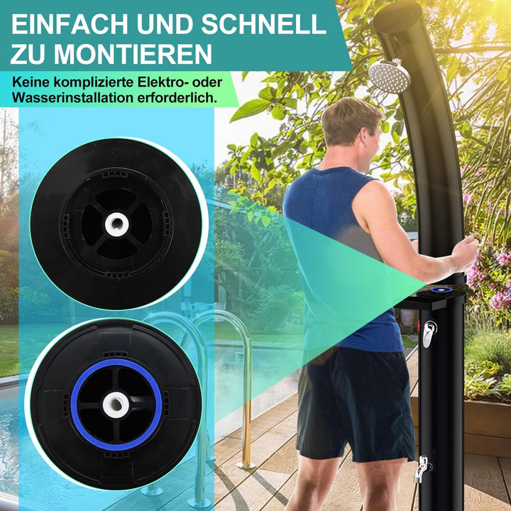 Randaco Solardusche Bogen Solar Gartendusche warmes Wasser Bis Zu 60°C Ohne Stromanschluss Pooldusch