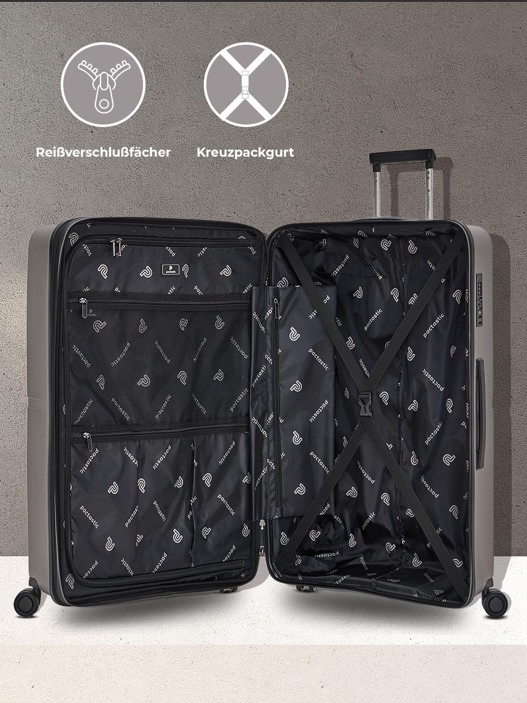 Pactastic Ultra leicht Hartschalen Koffer-Set 3-teilig | Robustes Polypropylen Material | mit Dehnfa