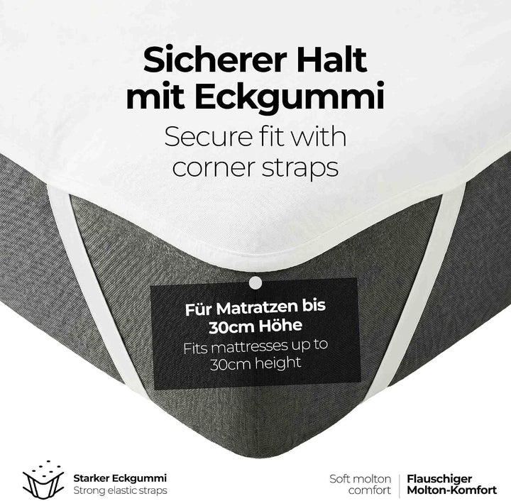 etérea Molton Matratzenschoner 200x200 cm - wasserundurchlässige Matratzenauflage - Matratzenschutz