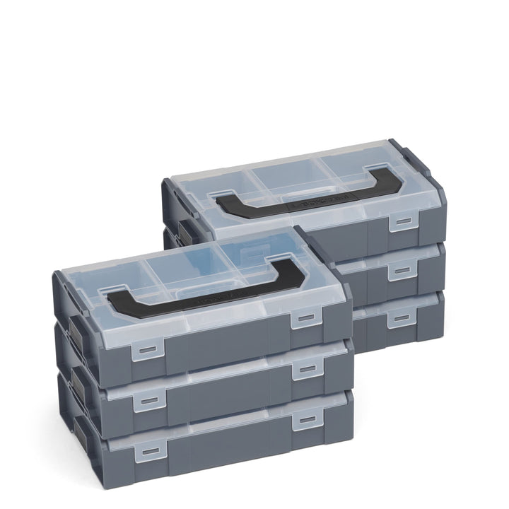 L-BOXX Sortimo L BOXX Mini anthrazit | 6 Stk. im Set Deckel transparent | Ideale Aufbewahrungsbox So