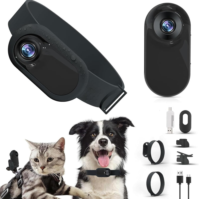 Jectse 1080P Katzenhalsband-Kamera, 170° Weitwinkel-Hunde-Tracker-Halsband, kein WLAN Erforderlich,