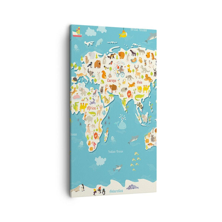 Bilder auf Leinwand Geographie Globus Grafik Illustration Leinwandbild mit Rahmen 45x80cm Wandbilder