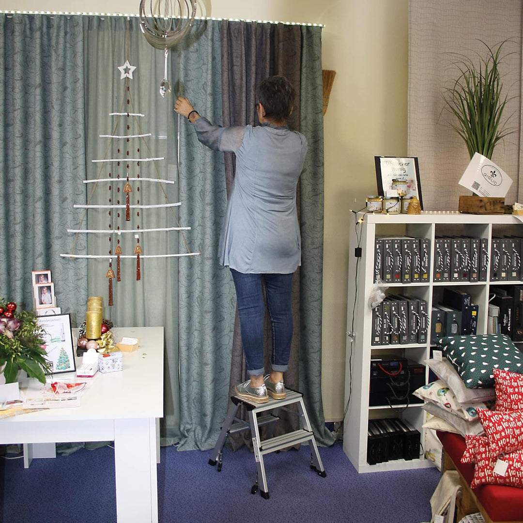 Wedo 2151 Mobile Trittleiter (aus AluMinium, (mit Rollen Tragkraft 150 kg, silber