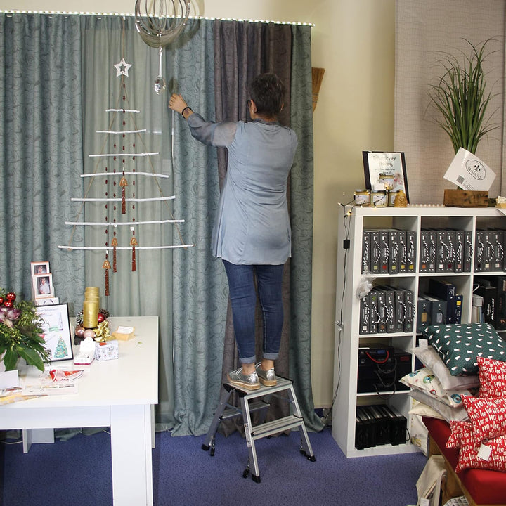 Wedo 2151 Mobile Trittleiter (aus AluMinium, (mit Rollen Tragkraft 150 kg, silber