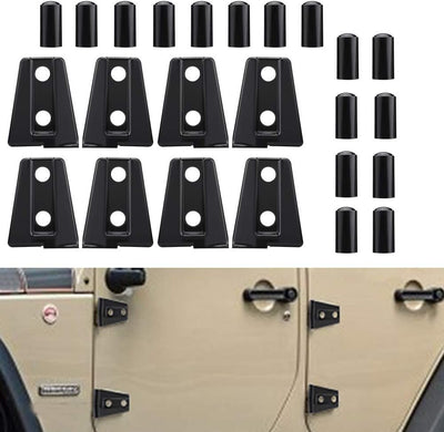 Türscharniere | 8 Stück schwarze Autotürscharnierabdeckung für Wrangler JK Unlimited 4-Türer 2007-20