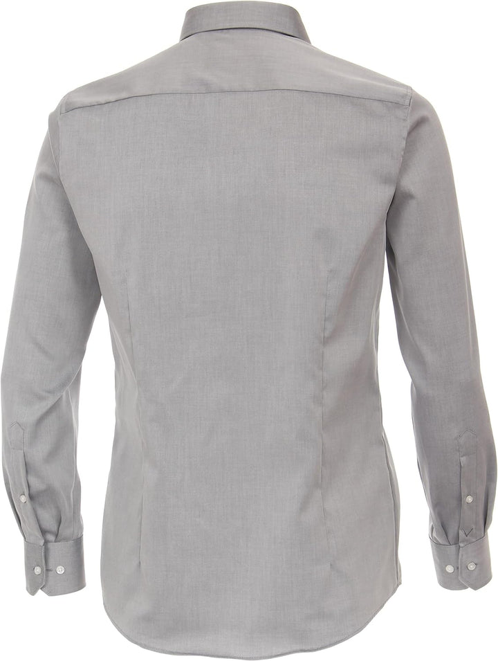 Venti Herren Twill Hemd unifarben extra Langer Arm 72cm Modern Fit 39 Grau, 39 Grau