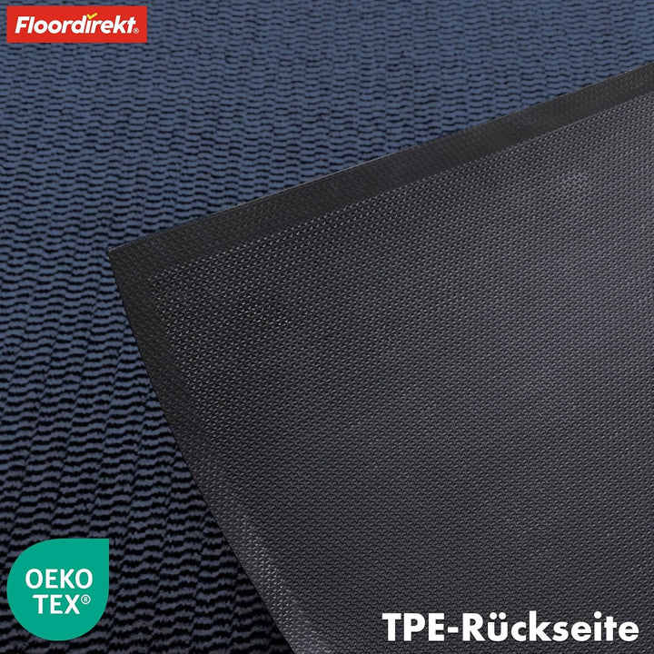 Floordirekt Premium Fussmatte für Eingangsbereich, 80x120cm Blau, Schmutzfangmatte für Innen und Aus