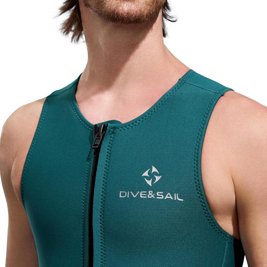 Herren Kurzkombi Mm Neopren Ohne Ärmel Tauchanzug Kurz Surf Schnorchel Sport Schwimmen S Dunkelgrün,