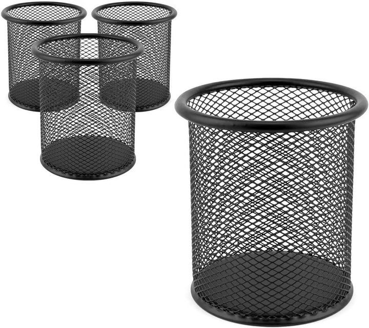 D.RECT - Metall Stifteköcher 24 Stück | Stiftehalter Rund aus Drahtmetall | Schreibtisch Organizer |