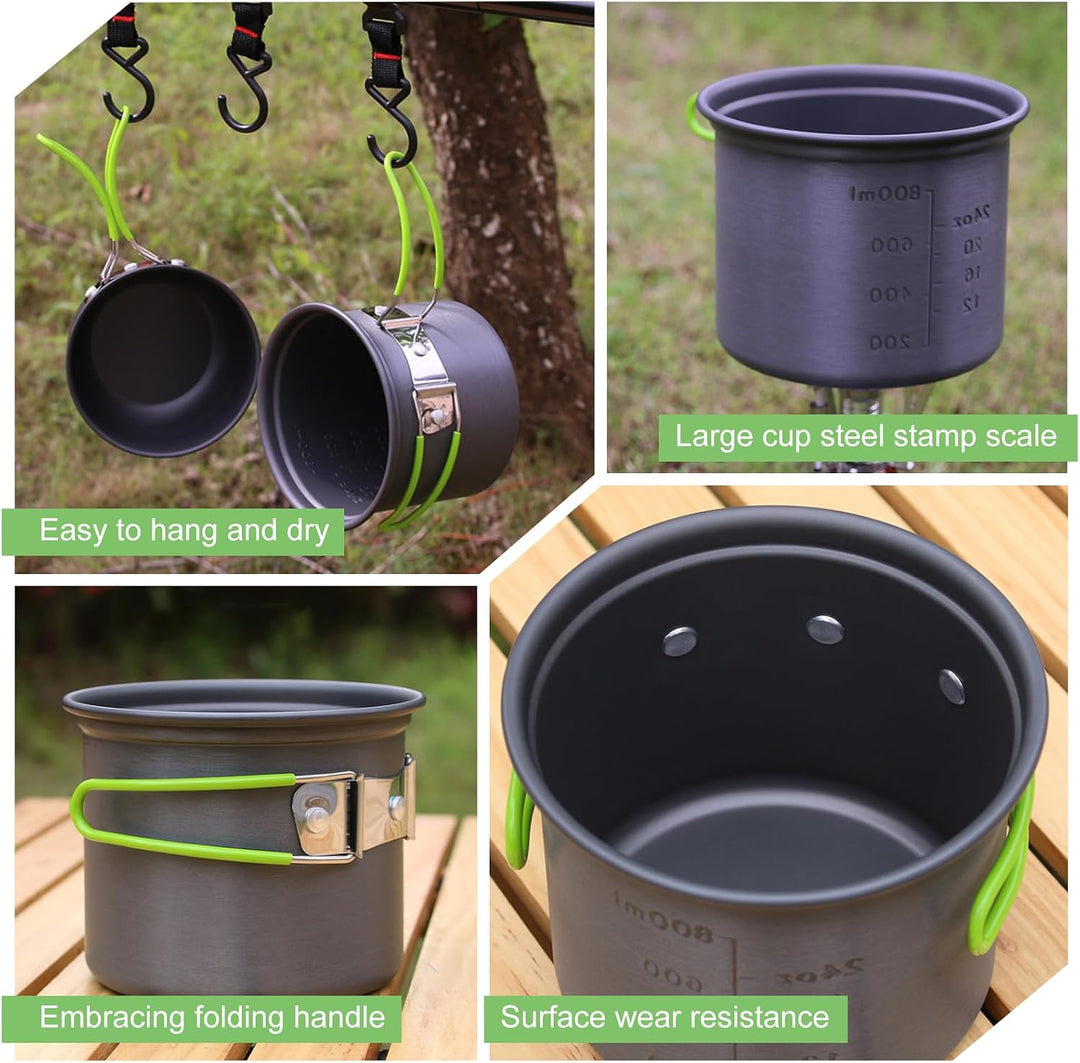 Camping Geschirr Set: Camping Besteck Set, vielseitig Camping Kochgeschirr Set, Backpacking Kochen a