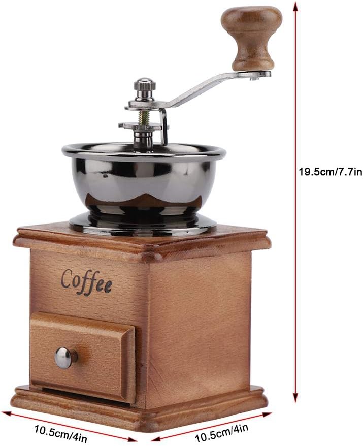Queen.Y kaffeemühle Manuell, Tragbare Retro-Bohnenmühle mit Holzschublade Manuelle Minimühle für Zuh
