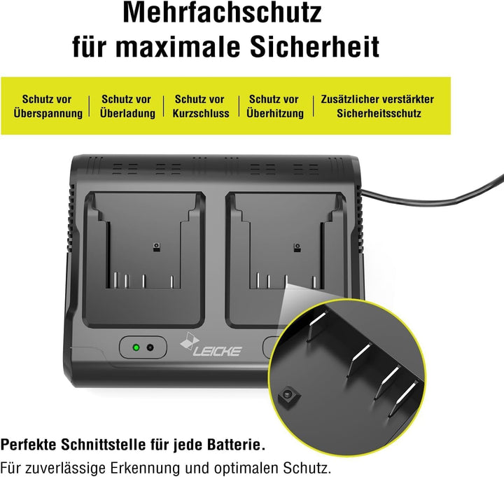 Doppelladegerät für Bosch Ladegerät 18V Professional Akkus, Ersatz für GAL 18V-40, GAL18-80 GAL 18V-