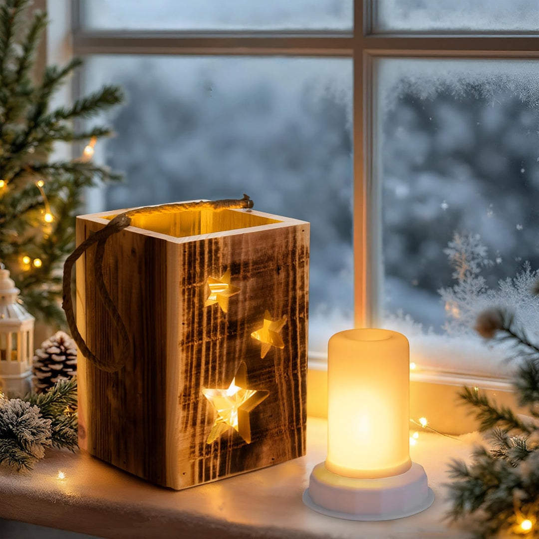 LED Flammenlicht warm weiss mit Flacker Effekt und Timer - 4er Set - Kerzenlicht mit Flammeneffekt 1