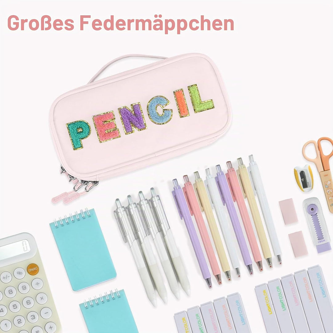 Federmäppchen Niedliches Federmäppchen für Mädchen, geräumige Federtasche mit Griff für Schule und B