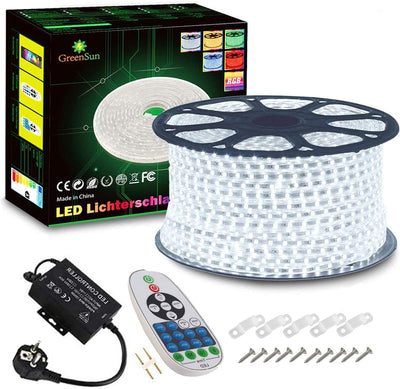 LED Streifen, 20M LED Strip Kaltweiss, LED Lichtband, GreenSun LED Lighting Lichterschlauch Wasserdi