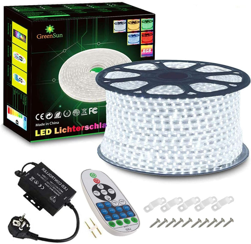 LED Streifen, 30M LED Strip Kaltweiss, LED Lichtband, GreenSun LED Lighting Lichterschlauch Wasserdi