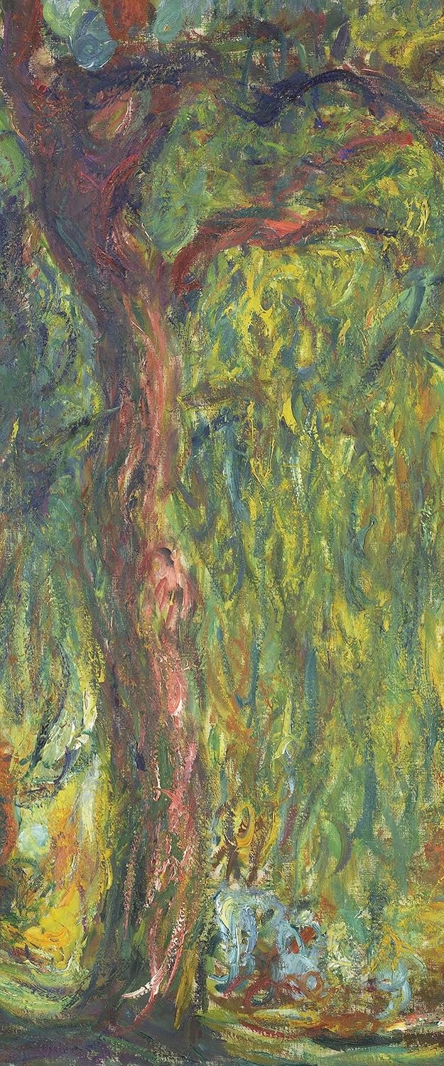 Pixxprint Glasbild Panorama, Wandbild aus Echtglas, Claude Monet - Trauerweide, 100x40 cm, inkl. Auf