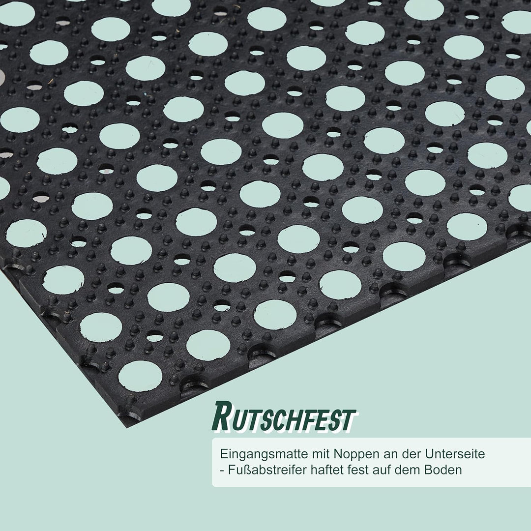 Relaxdays Fussmatte, 100 x 50 cm, wetterfest, rutschfest, Türvorleger innen & aussen, Ringgummimatte