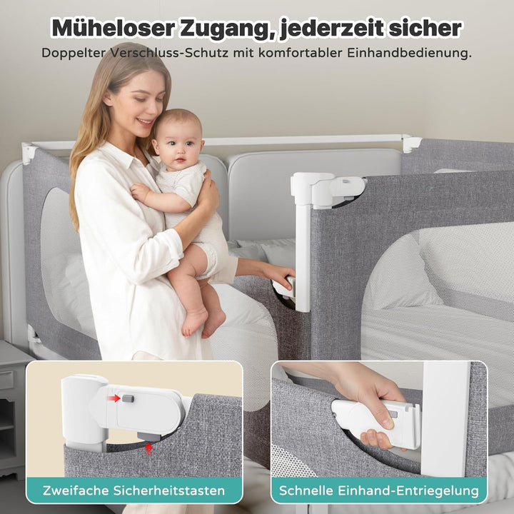 Redcoutt Bettgitter Rausfallschutz Bett, 160cm Bettschutzgitter Kinderbettgitter zum vertikalen Hebe