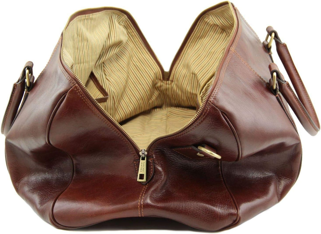Tuscany Leather TL Voyager Weekender Reisetasche aus Leder - Gross Dunkelbraun, Dunkelbraun