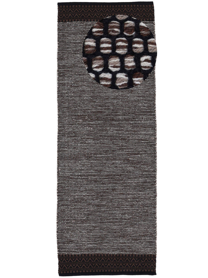 carpetfine Baumwollteppich Kelim Mia Läufer Braun 60x180 cm | Moderner Teppich für Wohn- und Schlafz