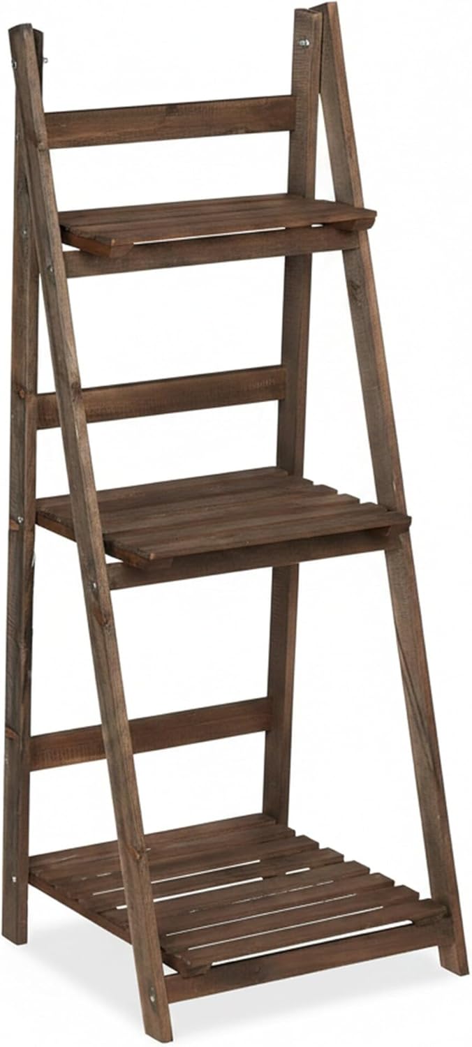 Relaxdays Blumentreppe, 3-stufig, Blumenleiter Holz, klappbar, Leiterregal Pflanzen, HBT: 108 x 41 x