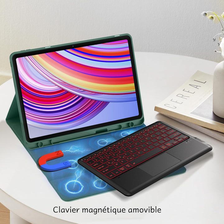 CACOE Hülle Tastatur Kompatibel mit Redmi Pad Pro 12.1 / Xiaomi Poco Pad 12.1 2024 mit Touchpad, 7-F