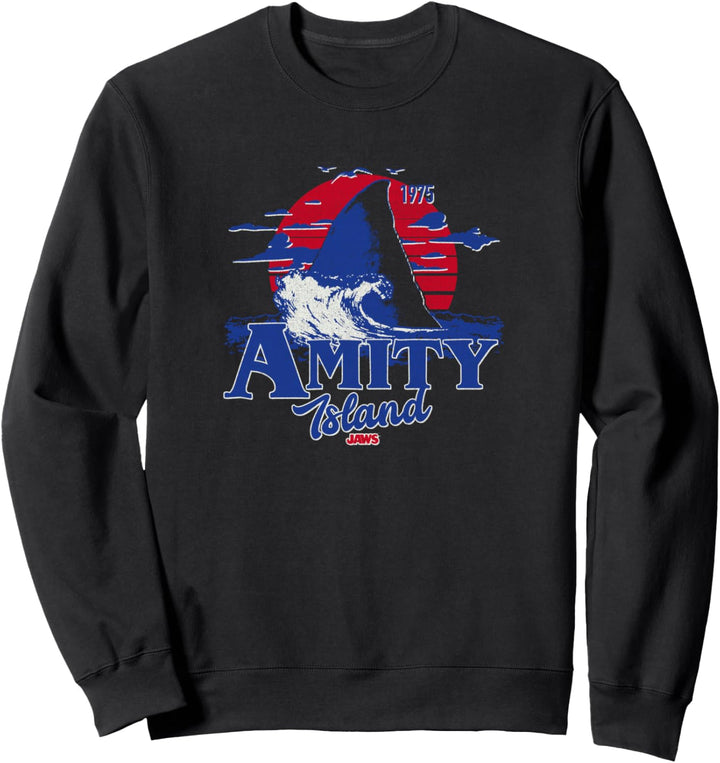 Jaws Transparent Shark Fin Amity Island Script Sweatshirt