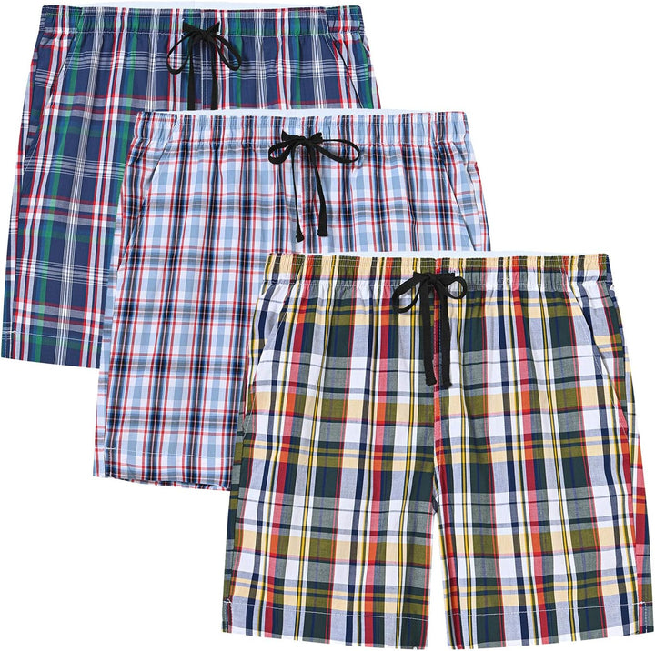 MoFiz Schlafshorts Jungen Baumwolle Kurz Pyjamahose Schlafanzug Karierte Hose Loungewear Nachtwäsche