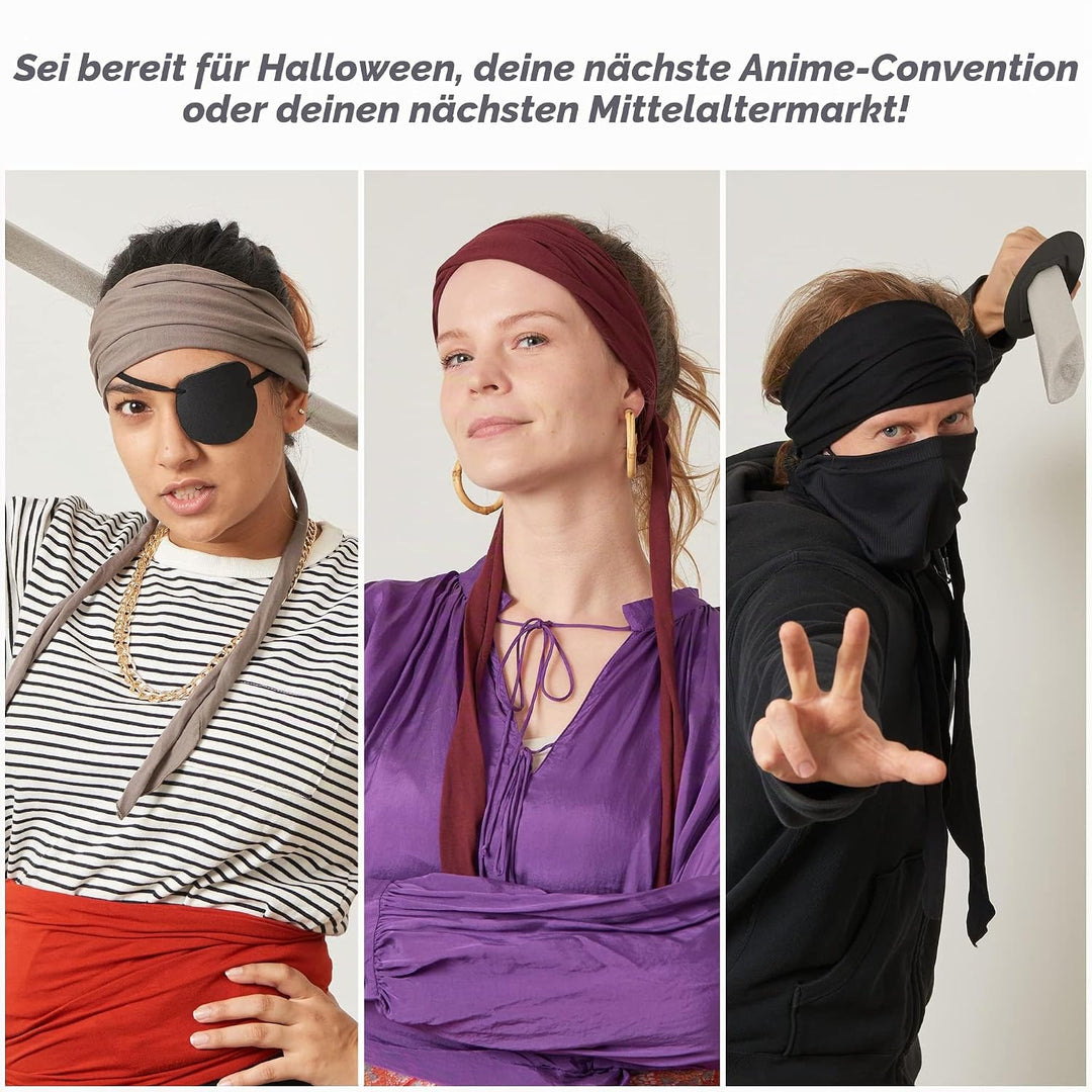 Stirnband Herren Bandana Kopftuch, Haarband Damen Wickeln Lange Dekorative Bänder, Schweissbänder Ja