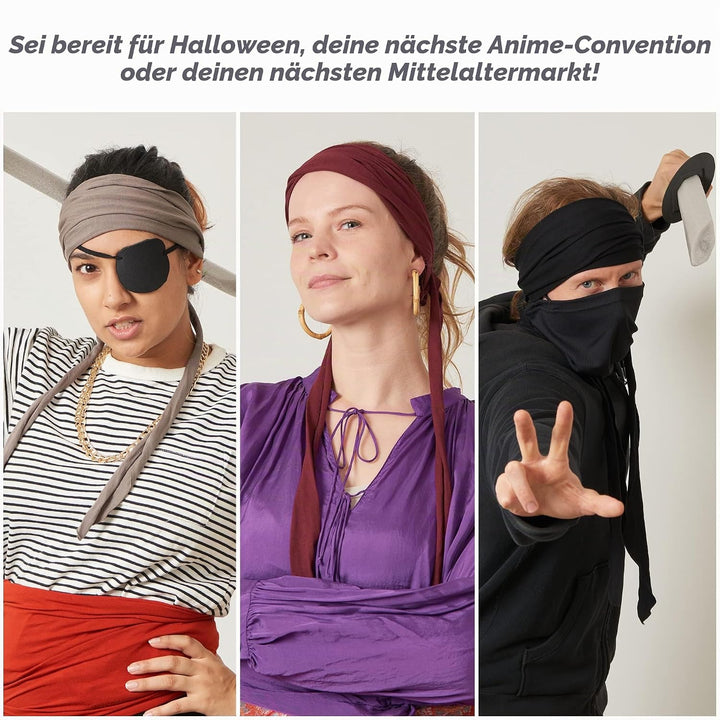 Stirnband Herren Bandana Kopftuch, Haarband Damen Wickeln Lange Dekorative Bänder, Schweissbänder Ja