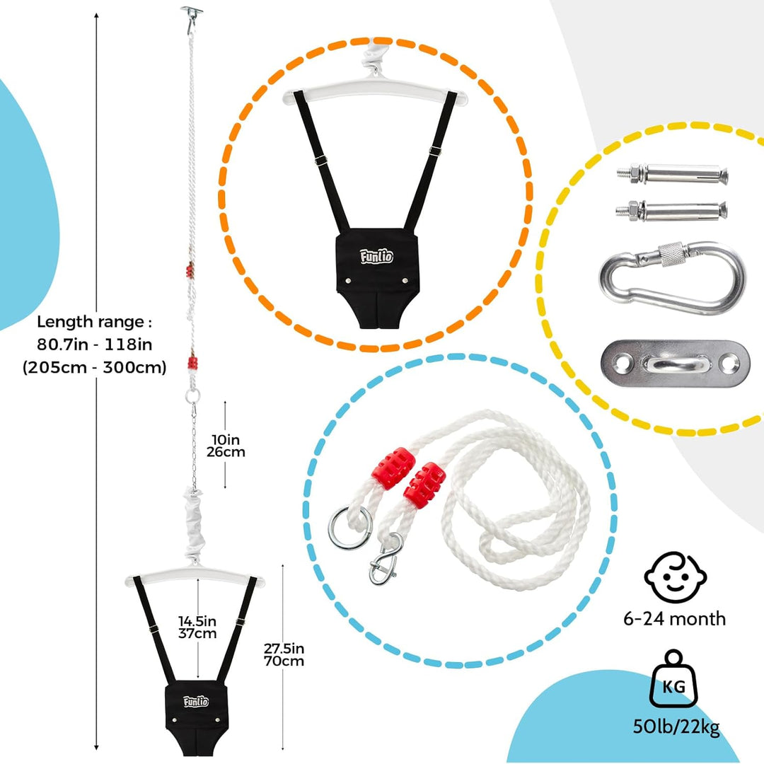 FUNLIO Baby Türhopser mit Deckenhaken für 6–24 Monate, Baby Hüpfschaukel für Drinnen und Draussen, K