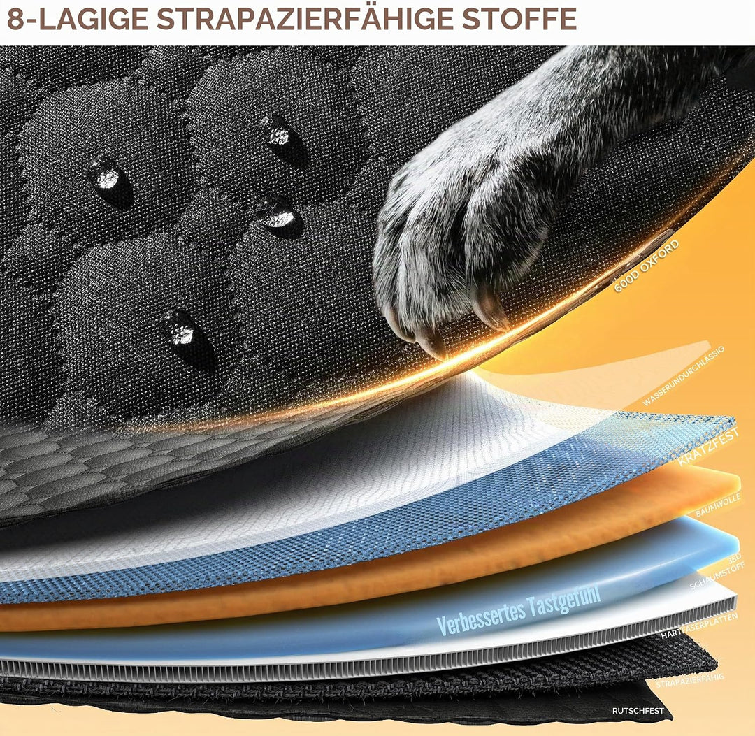 Rücksitzverlängerung für Hunde, PVC-Stangenunterstützung und harte Unterseite, Autositzbezug für Hun