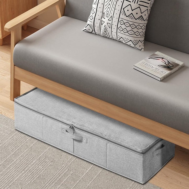 2 Stück Unterbett Aufbewahrungsbox mit Deckel, Grosse Unterbettkommode mit Griff, Faltbare Kleidung