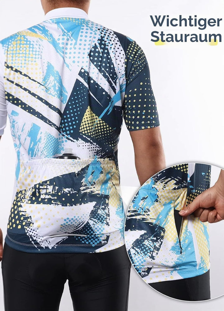BERGRISAR Kurzarm Fahrradtrikot Herren Radtrikot mit Reissverschluss Taschen Trikots für MTB Mountai