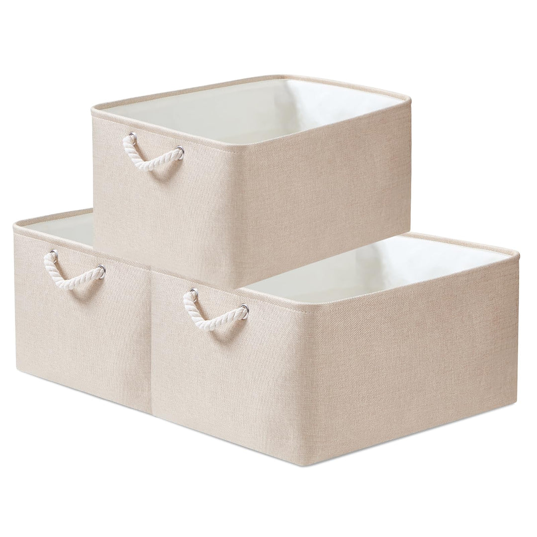 Mangata Stoff Aufbewahrungsboxen, Faltbare Aufbewahrungsbox mit Seilgriffen für Regale, Schrank, Kle