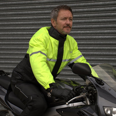 JDC Wasserdichte Motorrad-Regenüberzugsjacke Hohe Sichtbarkeit - SHIELD - Gelb/Schwarz - S S Gelb/Sc
