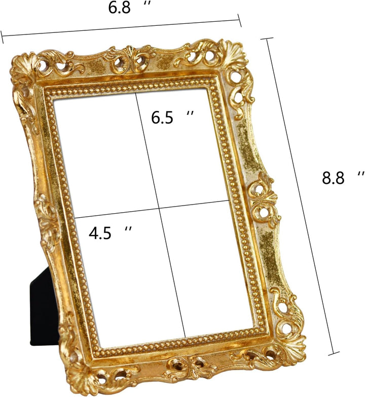 Funerom Dekorativer Vintage-Spiegel, Wandmontage, Tisch-Make-up-Spiegel, quadratisch (antikes Gold,