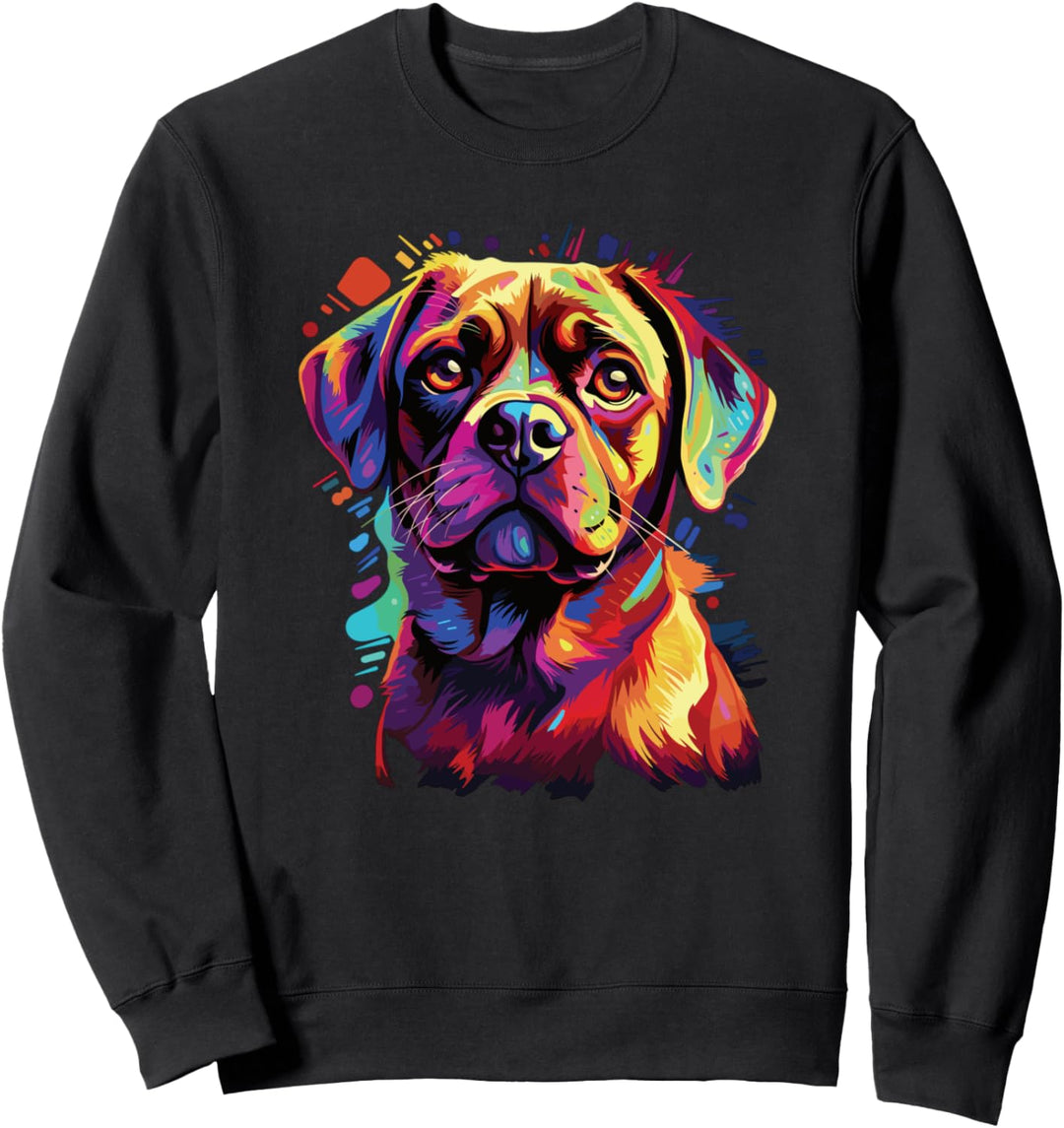 Wasserfarben Farbenfroher Puggle Hunde Sweatshirt