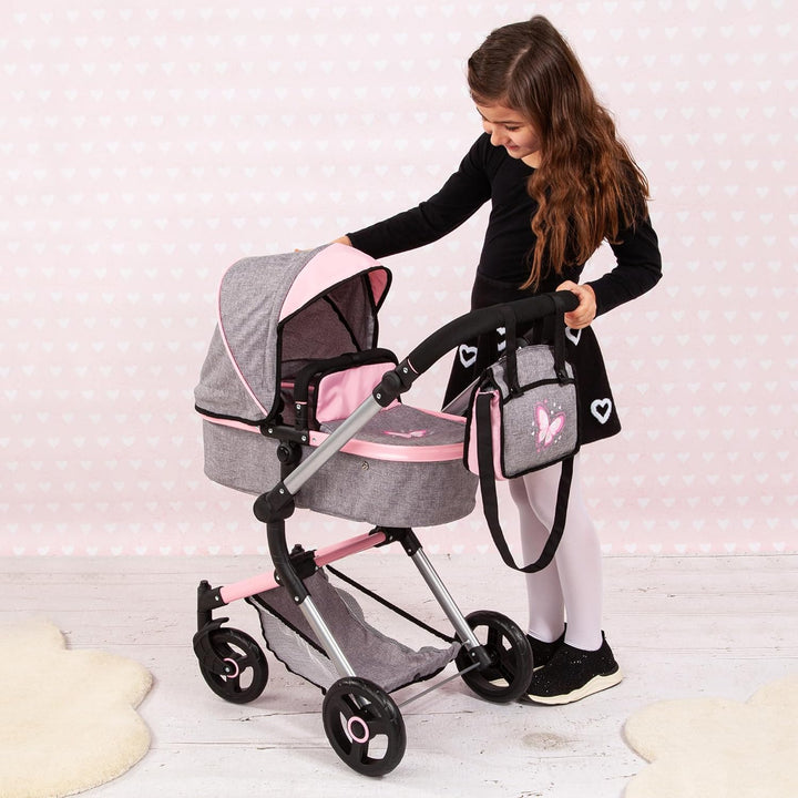 Bayer Design 18433AA Butterfly Kombi Puppenwagen Neo Vario mit Wickeltasche und Einkaufskorb, umwand